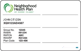 Download Rhode Island health insurance card Photoshop template